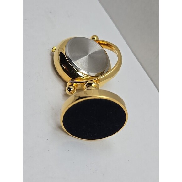 Miniature Gold World Map Desk Clock Quartz Japan Movt New Battery Working Gimbal - Picture 8 of 8